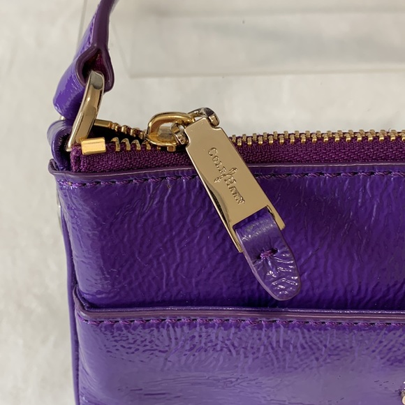 Patent leather Purple Crossbody Purse w/ Gold Hardware Cole Haan EUC - Picture 6 of 16